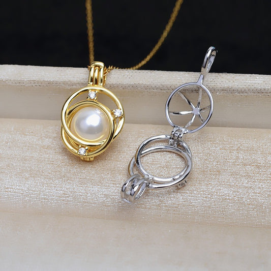S925 Sterling Silver CZ Pearl Cage Pendant - Feliz Pearl 