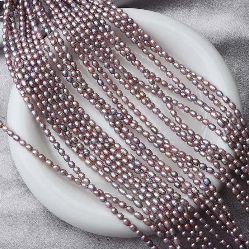3.5-4mm Rice Shape Purple Freshwater Pearl Strands
