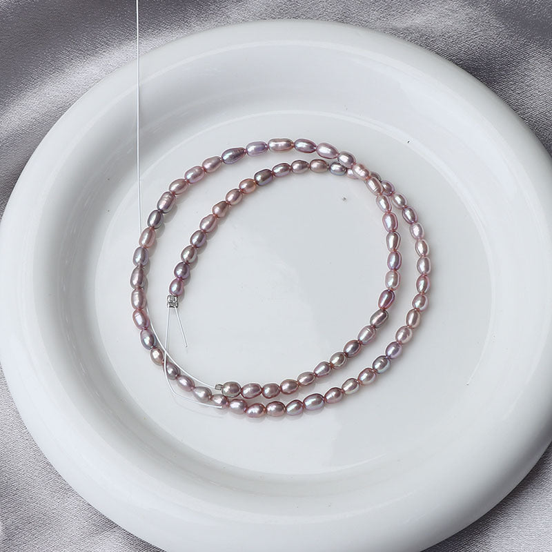 3.5-4mm Rice Shape Purple Freshwater Pearl Strands