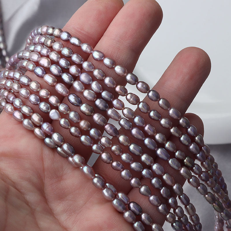 3.5-4mm Rice Shape Purple Freshwater Pearl Strands