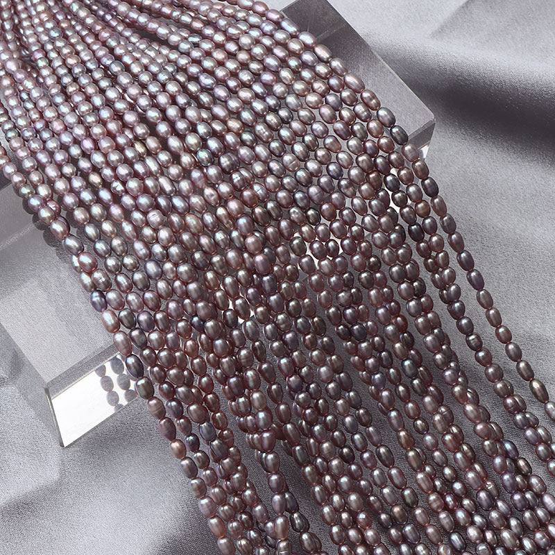 3.5-4mm Rice Shape Purple Freshwater Pearl Strands