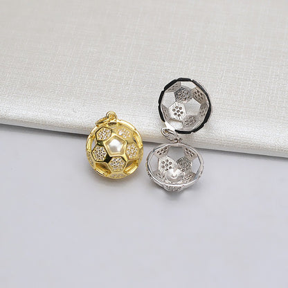 S925 Sterling Silver Football Pearl Cage Pendant - Feliz Pearl 