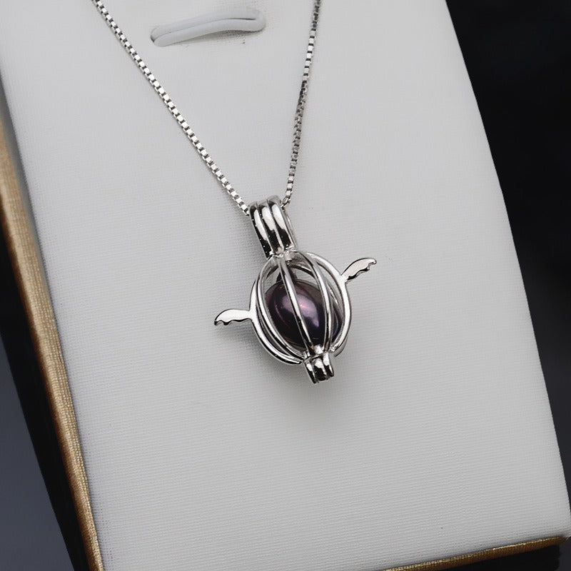 S925 Sterling Silver Balloon Angel Pearl Cage Pendant - Feliz Pearl 