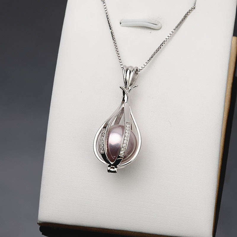 S925 Silver Big Size Bird's Cage Pearl Cage Pendant - Feliz Pearl 