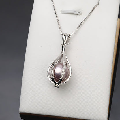 S925 Silver Big Size Bird's Cage Pearl Cage Pendant - Feliz Pearl 