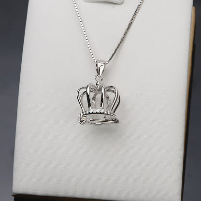 S925 Sterling Silver Cubic Zirconia Crown Pearl Cage Pendant - Feliz Pearl 