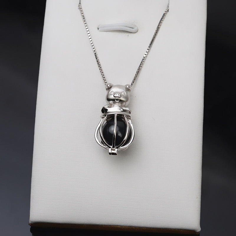 S925 Sterling Silver Piggy Pearl Cage Pendant - Feliz Pearl 