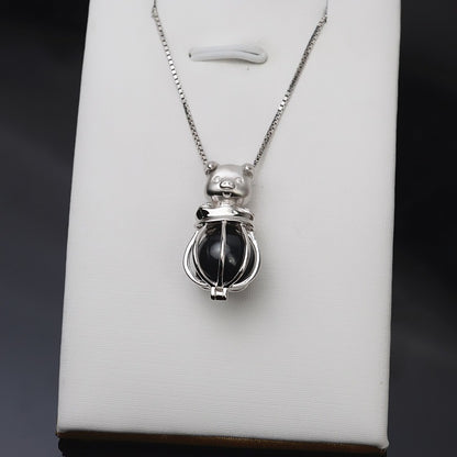 S925 Sterling Silver Piggy Pearl Cage Pendant - Feliz Pearl 