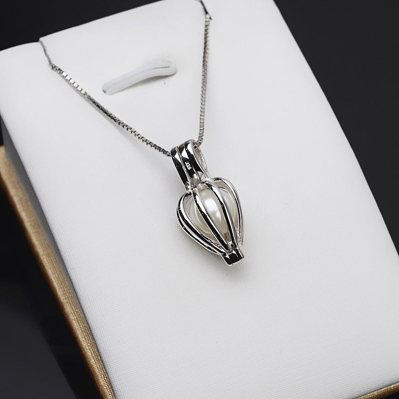 S925 Sterling Silver Balloon Pearl Cage Pendant - Feliz Pearl 
