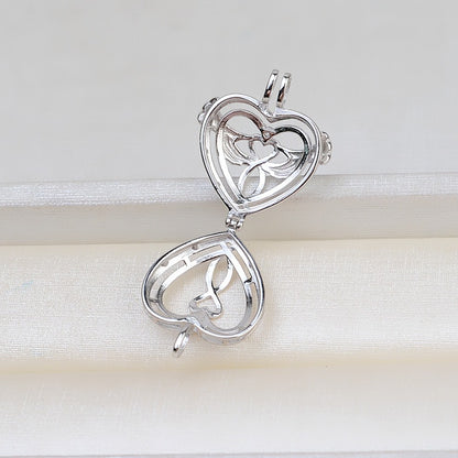 S925 Sterling Silver Angle Heart Pearl Cage Pendant - Feliz Pearl 