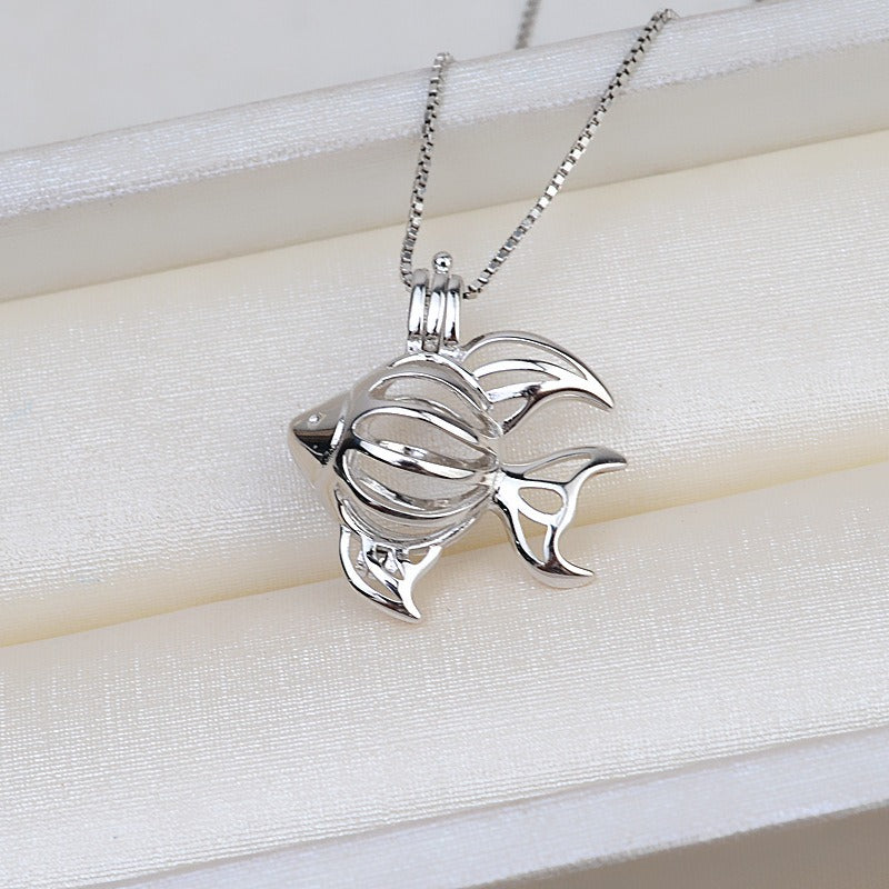 S925 Sterling Silver Goldfish Pearl Cage Pendant - Feliz Pearl 