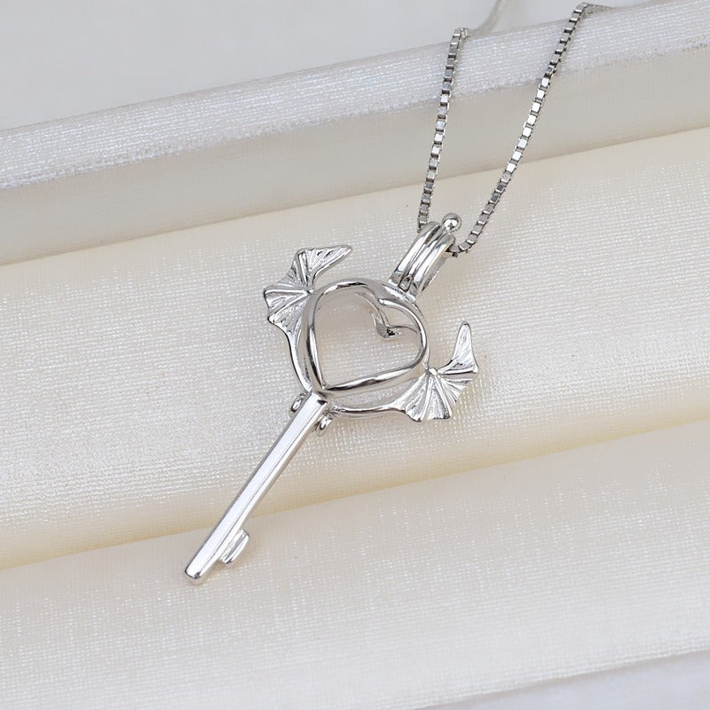 S925 Sterling Silver Key Pearl Cage Pendant-Feliz Pearl - Feliz Pearl 