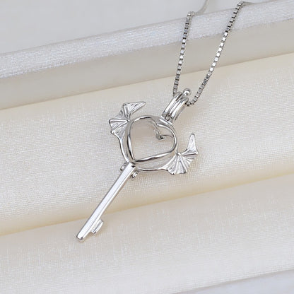 S925 Sterling Silver Key Pearl Cage Pendant-Feliz Pearl - Feliz Pearl 
