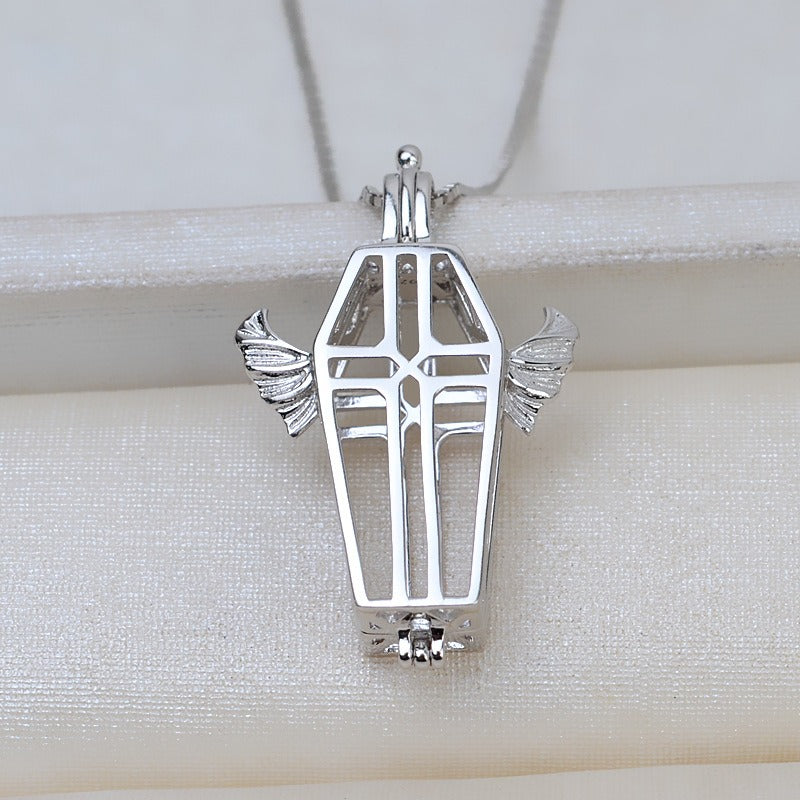 Santa Cross Wing Pearl Cage Pendant-Feliz Pearl - Feliz Pearl 
