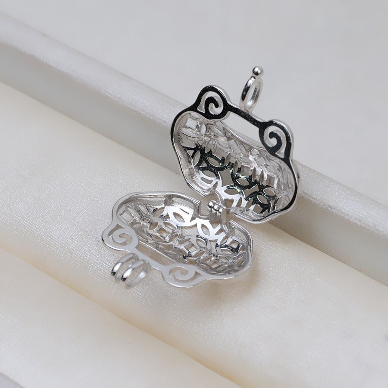 S925 Sterling Silver Lucky Lock Pearl Cage Pendant - Feliz Pearl 