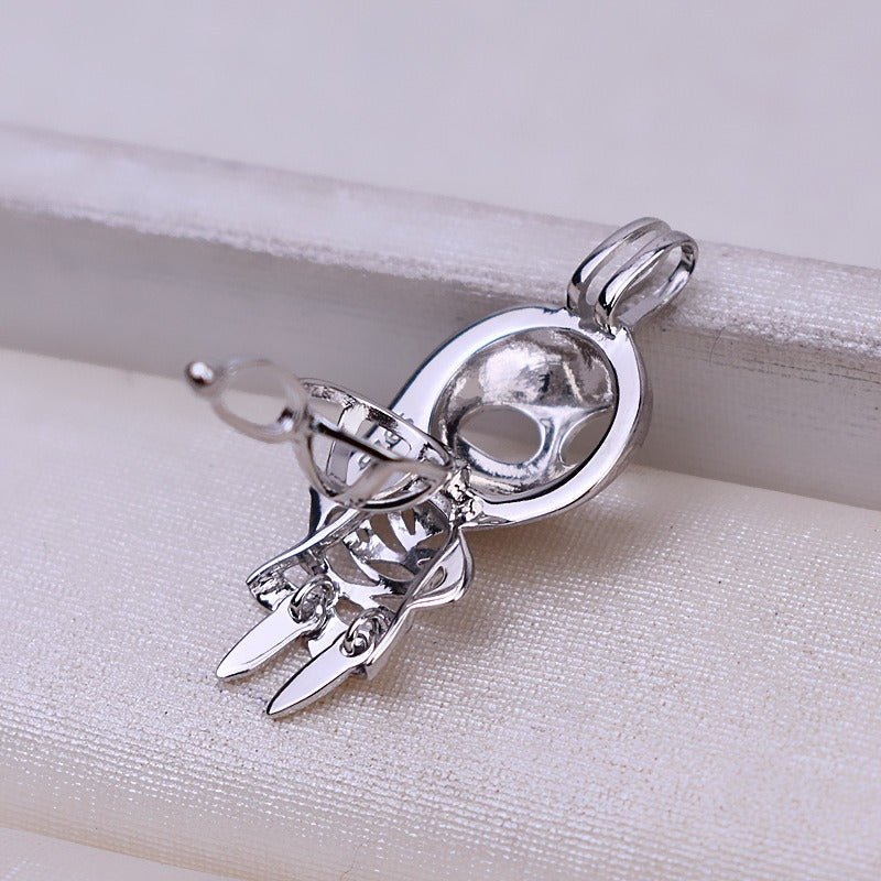 S925 Sterling Silver Halloween Skull Pearl Cage Pendant - Feliz Pearl 
