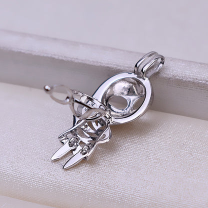 S925 Sterling Silver Halloween Skull Pearl Cage Pendant - Feliz Pearl 