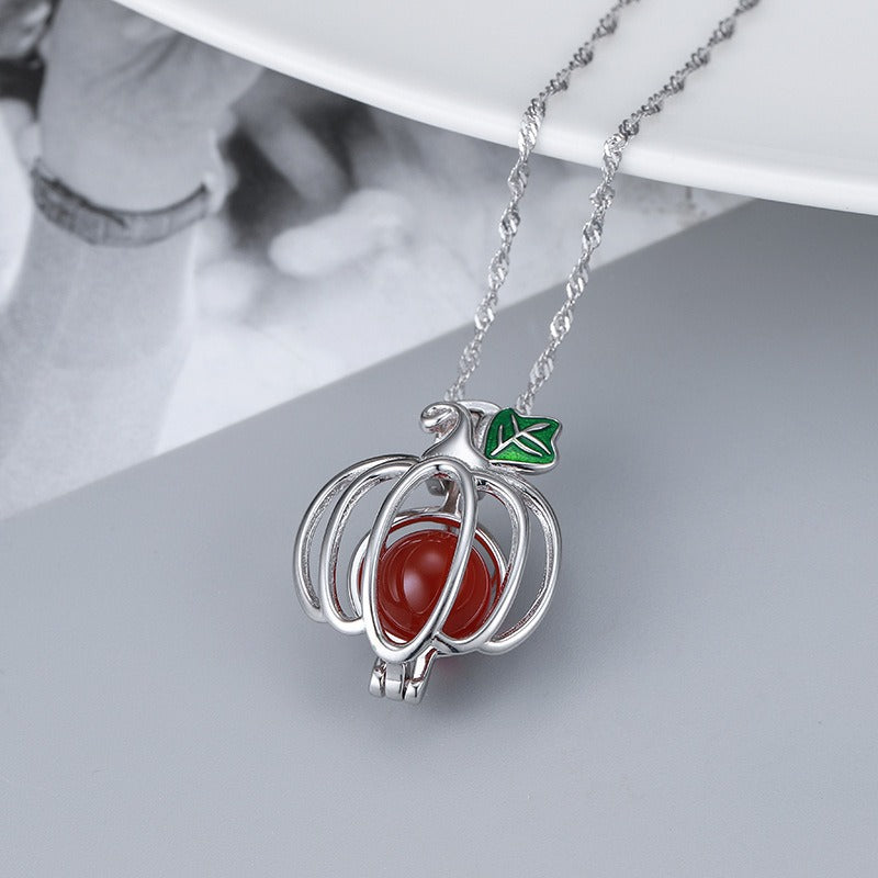 S925 Sterling Silver Pumpkin Pearl Cage Pendant - Feliz Pearl 