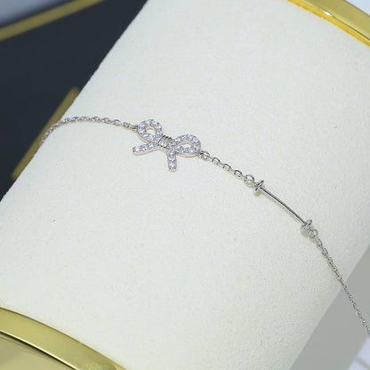 Cubic Zirconia Bow Tie Pearl Bracelet Settings - Feliz Pearl 