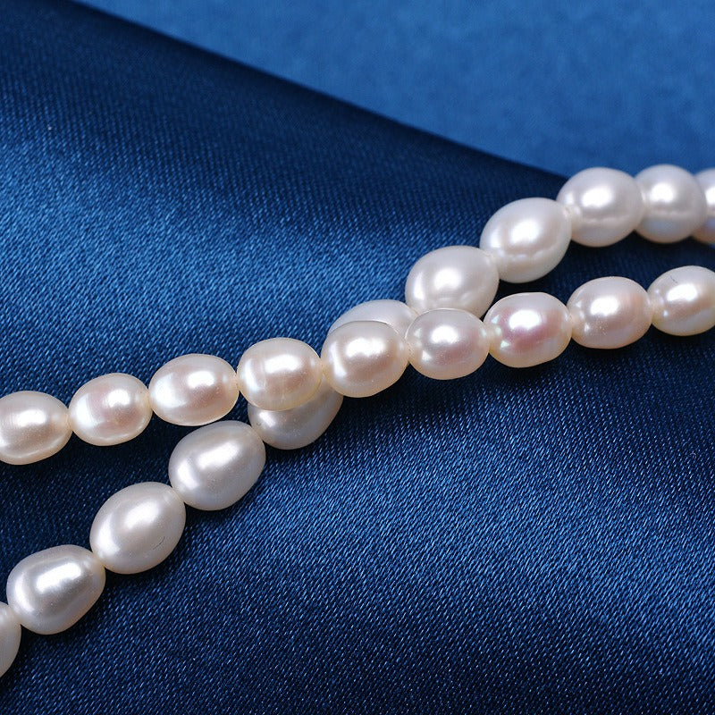 Double Layers 3-7mm Freshwater Rice Pearl Necklace - Feliz Pearl 