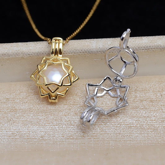 S925 Silver Multi Five-point Stars Pearl Cage Pendant - Feliz Pearl 
