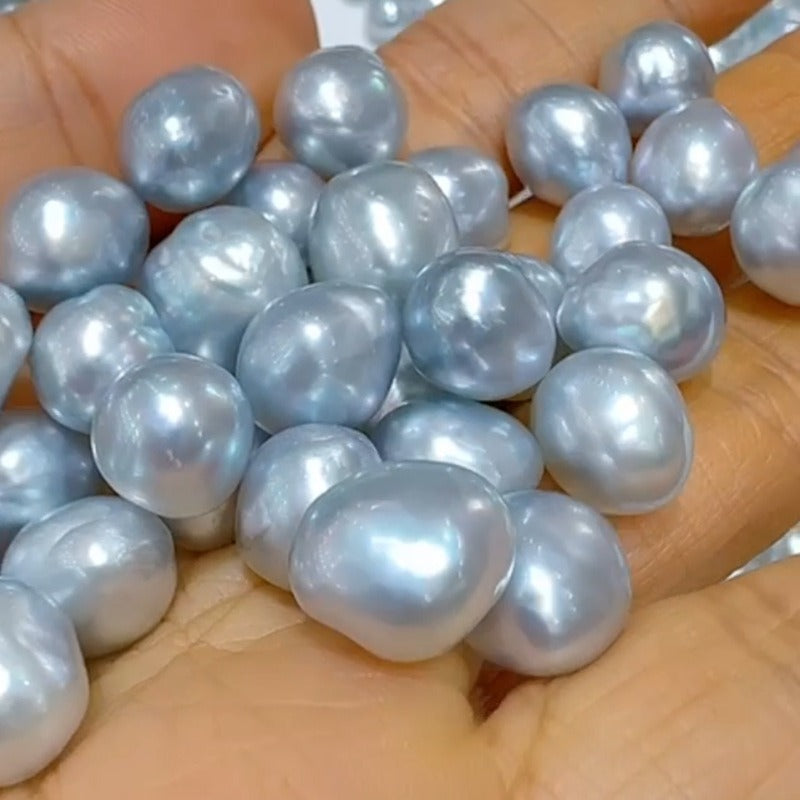 Natural silver blue color baroque pearls