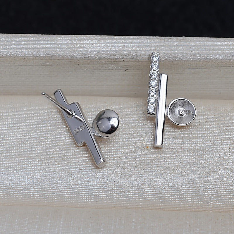 CZ Balance Beam Pearl Stud Earring Settings - Feliz Pearl 
