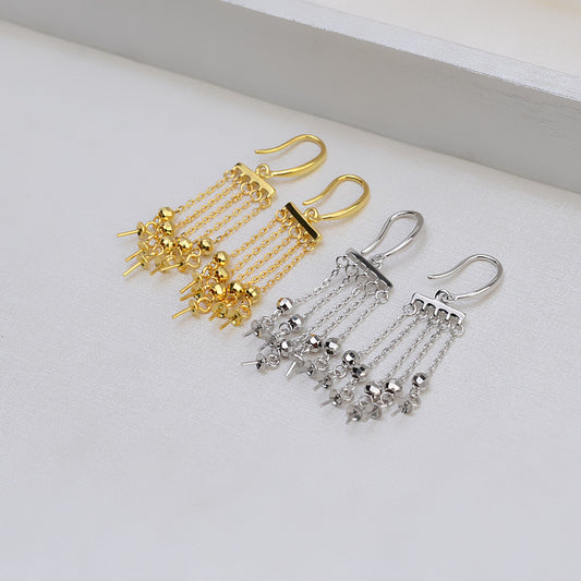 Wholesale Sterling Silver Tassel Pearl Earring Mounting-DIY Pearl Jewelry Settings