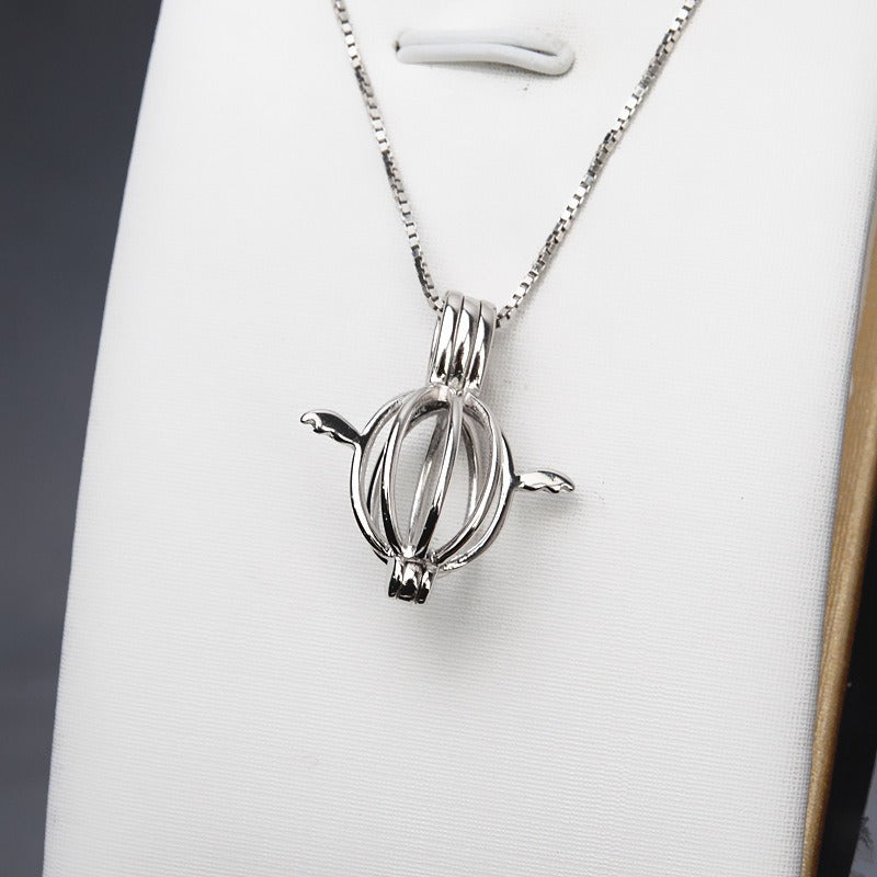 S925 Sterling Silver Balloon Angel Pearl Cage Pendant - Feliz Pearl 