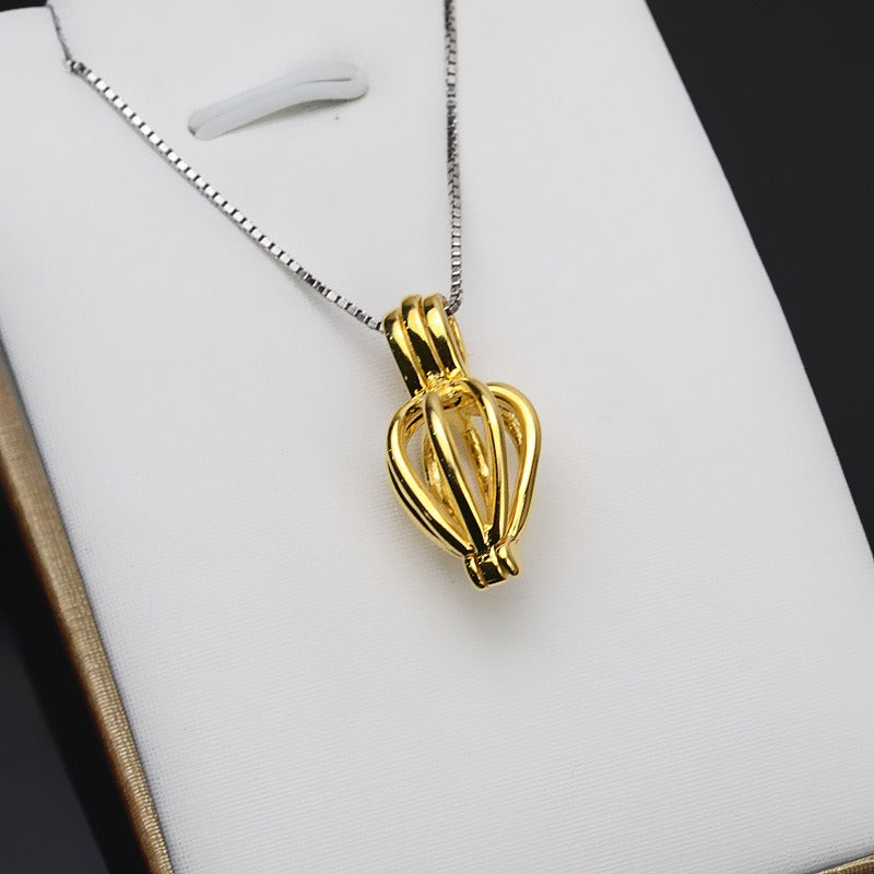 S925 Sterling Silver Balloon Pearl Cage Pendant - Feliz Pearl 