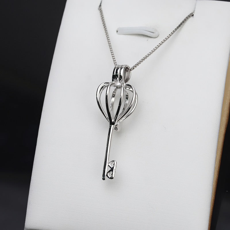 S925 Sterling Silver Key Cage Pearl Cage Pendant - Feliz Pearl 