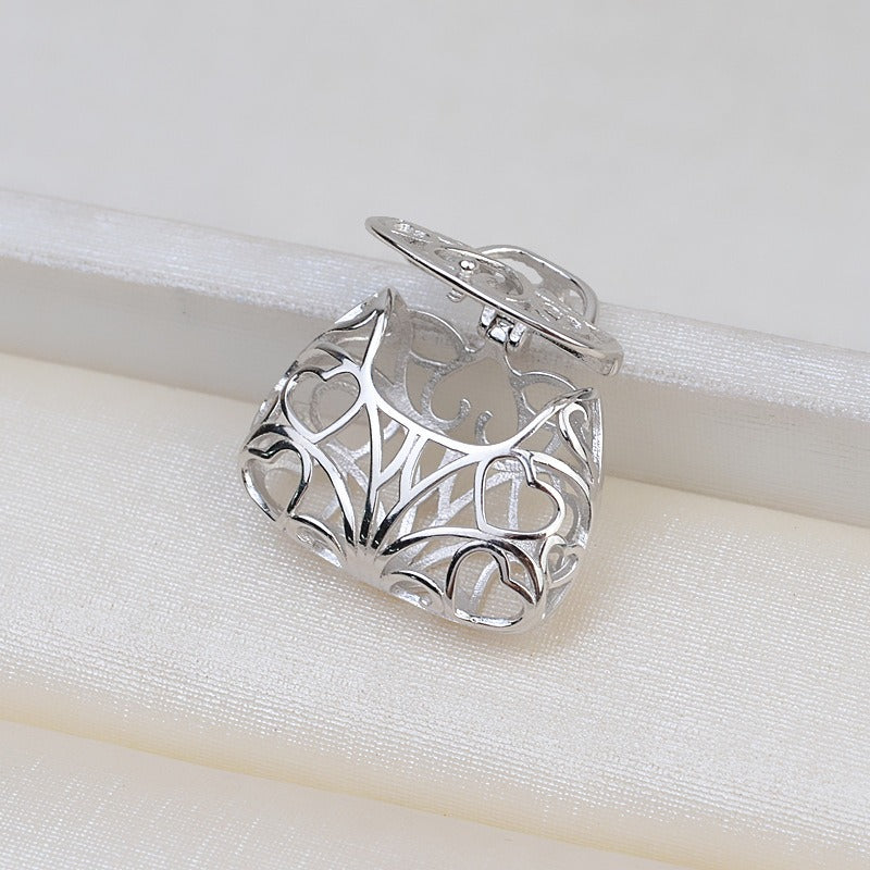 S925 Sterling Silver Women Bag Design Pearl Cage Pendant - Feliz Pearl 