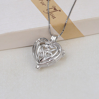 S925 Sterling Silver Angle Heart Pearl Cage Pendant - Feliz Pearl 