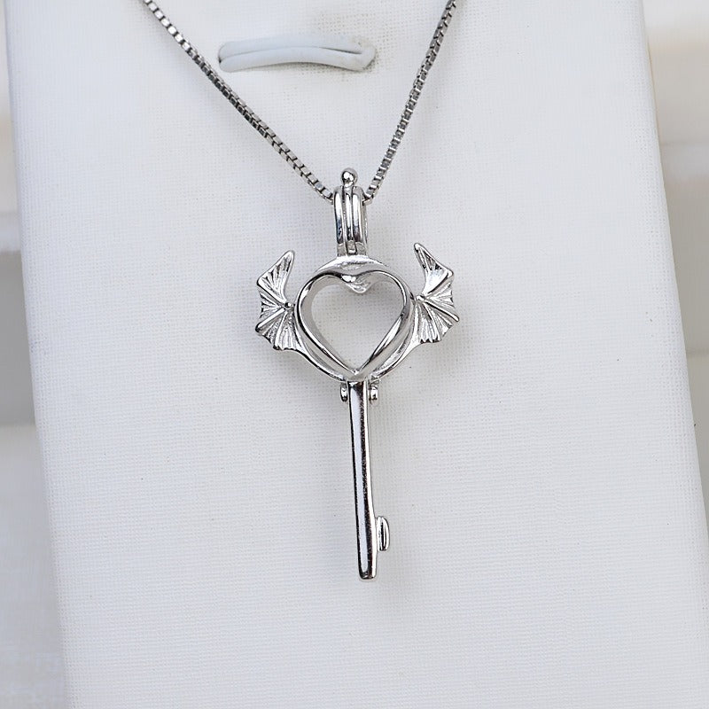 S925 Sterling Silver Key Pearl Cage Pendant-Feliz Pearl - Feliz Pearl 