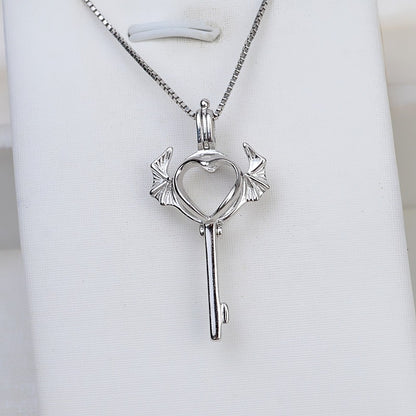 S925 Sterling Silver Key Pearl Cage Pendant-Feliz Pearl - Feliz Pearl 
