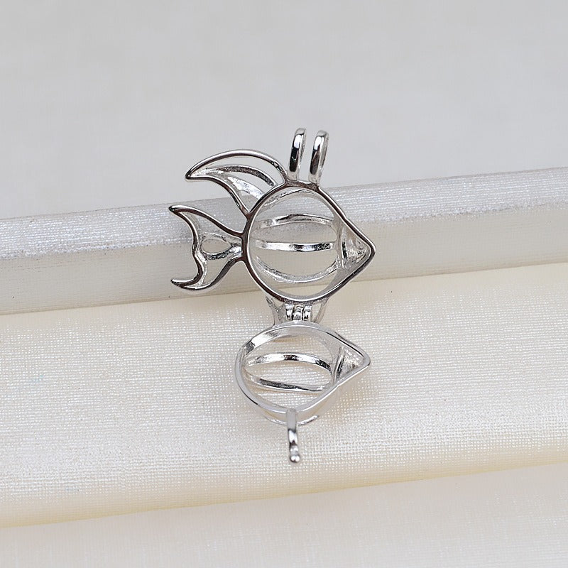 S925 Sterling Silver Goldfish Pearl Cage Pendant - Feliz Pearl 