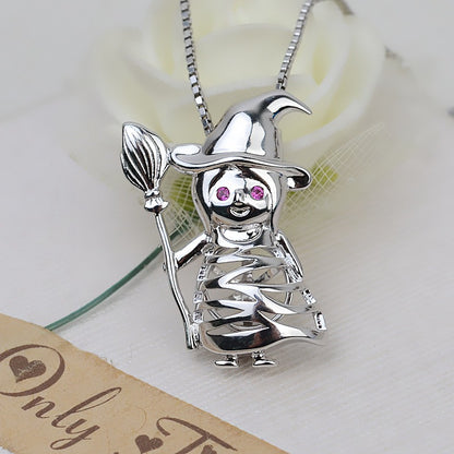 S925 Sterling Silver European Witch Pearl Cage Pendant - Feliz Pearl 