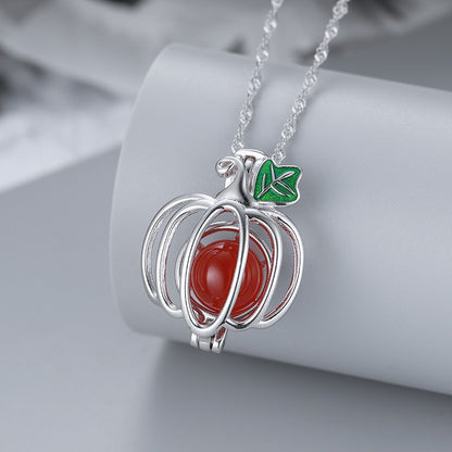 S925 Sterling Silver Pumpkin Pearl Cage Pendant - Feliz Pearl 