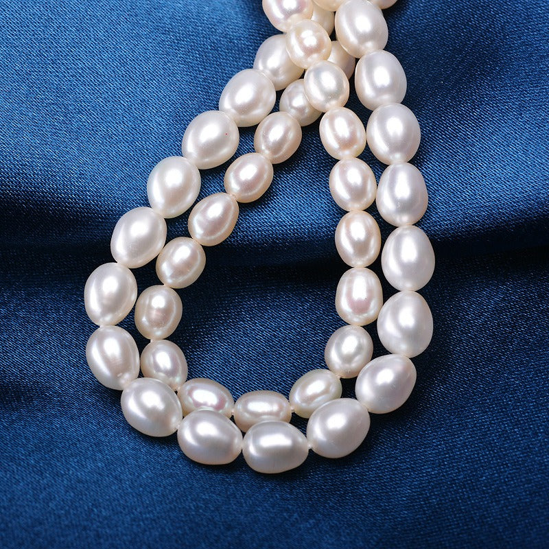 Double Layers 3-7mm Freshwater Rice Pearl Necklace - Feliz Pearl 