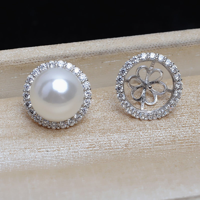 CZ Sunflower Pearl Earring Setting-DIY Jewelry Mountings - Feliz Pearl 