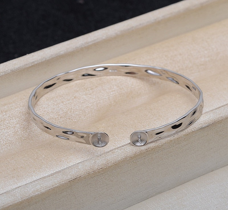 Girl's Bangle S925 Sterling Silver Freshwater Pearl Bangle Setting - Feliz Pearl 