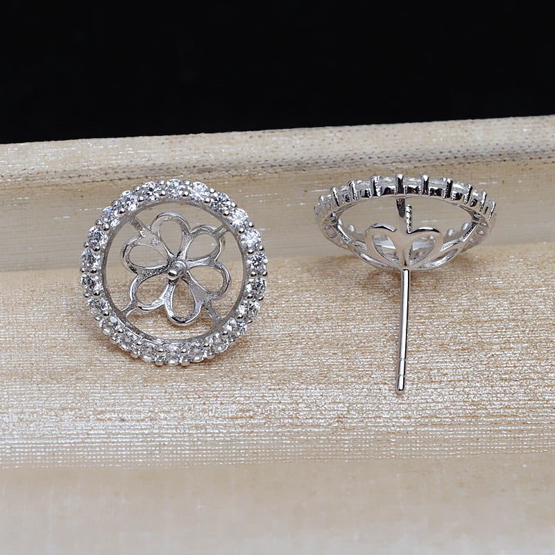 CZ Sunflower Pearl Earring Setting-DIY Jewelry Mountings - Feliz Pearl 