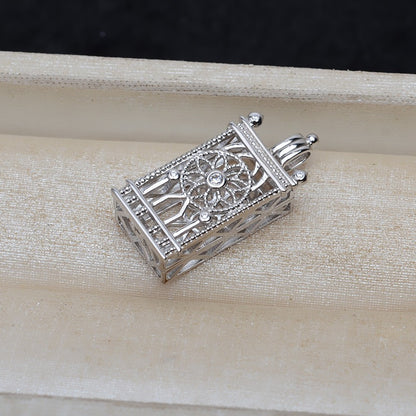 S925 Sterling Silver Flower Clock Pearl Cage Pendant - Feliz Pearl 