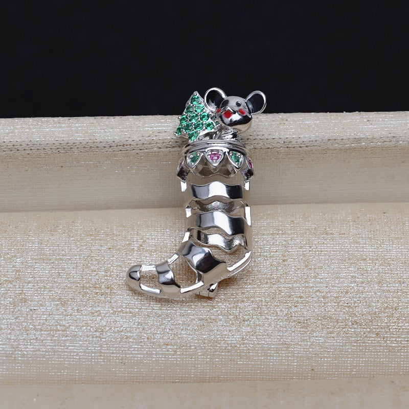S925 Sterling Silver Christmas Socks Pearl Cage Pendant - Feliz Pearl 