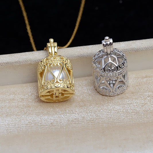 S925 Sterling Silver Luxury Bird's Cage Pearl Cage Pendant - Feliz Pearl 