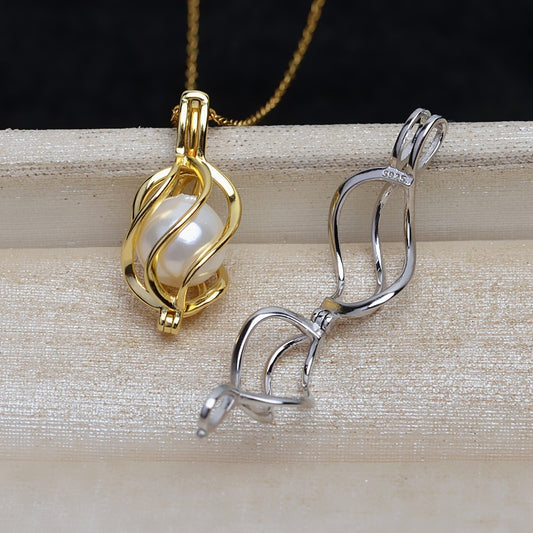 Sterling Silver Twisted Pearl Cage Pendant Wholesale - Feliz Pearl 