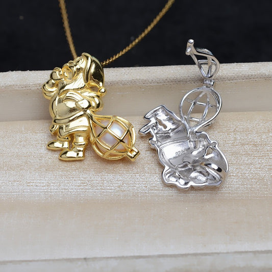 Wholesale Silver Santa Claus Pearl Cage Pendant - Feliz Pearl 