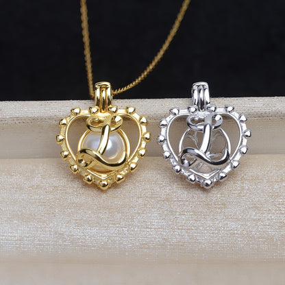 Silver Love Heart Pearl Cage Pendant-Feliz Pearl - Feliz Pearl 