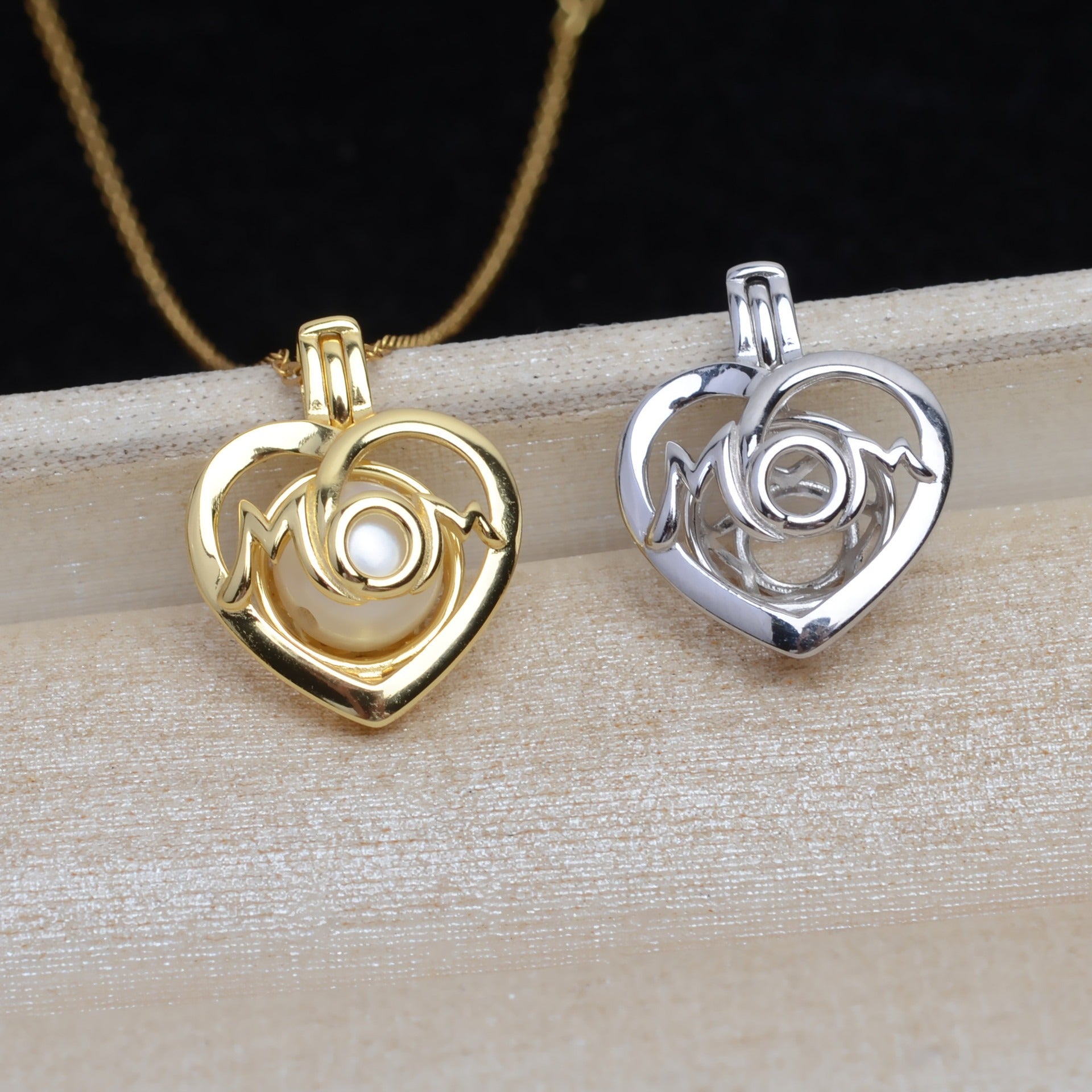 S925 Sterling Silver Mom Pearl Cage Pendant - Feliz Pearl 