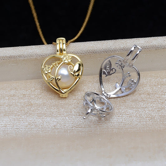 Silver Joyful Butterfly Pearl Cage Pendant-Feliz Pearl - Feliz Pearl 